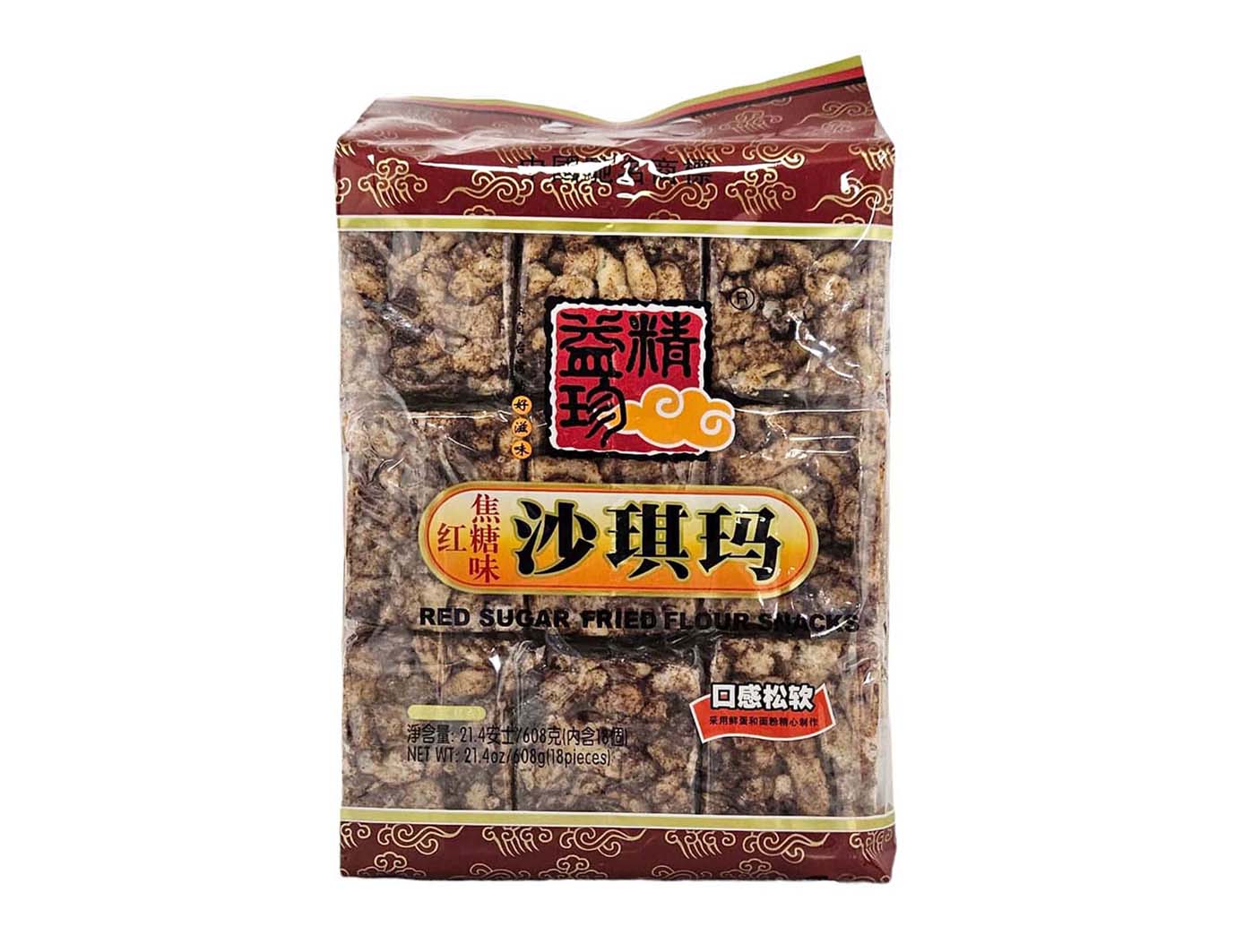 JING YI ZHEN BROWN SUGAR FRIED FLOUR CAKES (SA CHI MA) 精益珍 紅糖味沙琪瑪(608 G)
