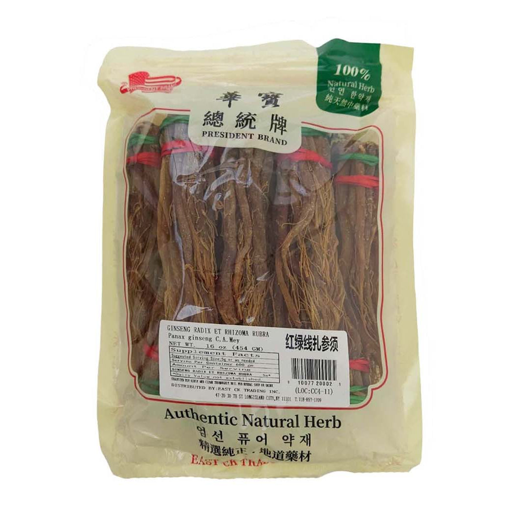 PRESIDENT BRAND RED GINSENG ROOTLET (HONG SHEN XU) 總統 紅參鬚(16 OZ)