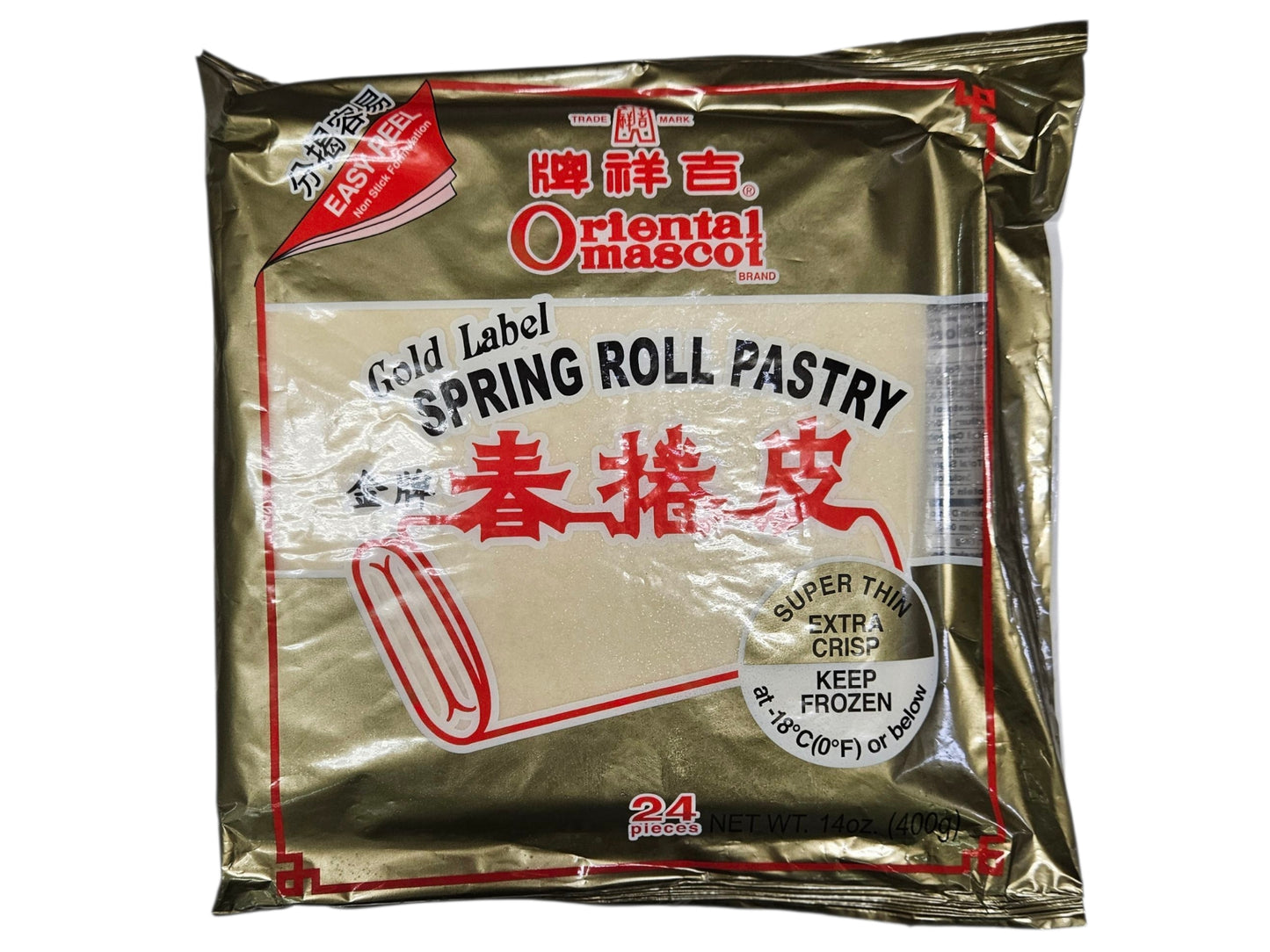 O.MASCOT SPRING ROLL PASTRY GOLD LABEL 吉祥 金牌方春卷皮(14 OZ)