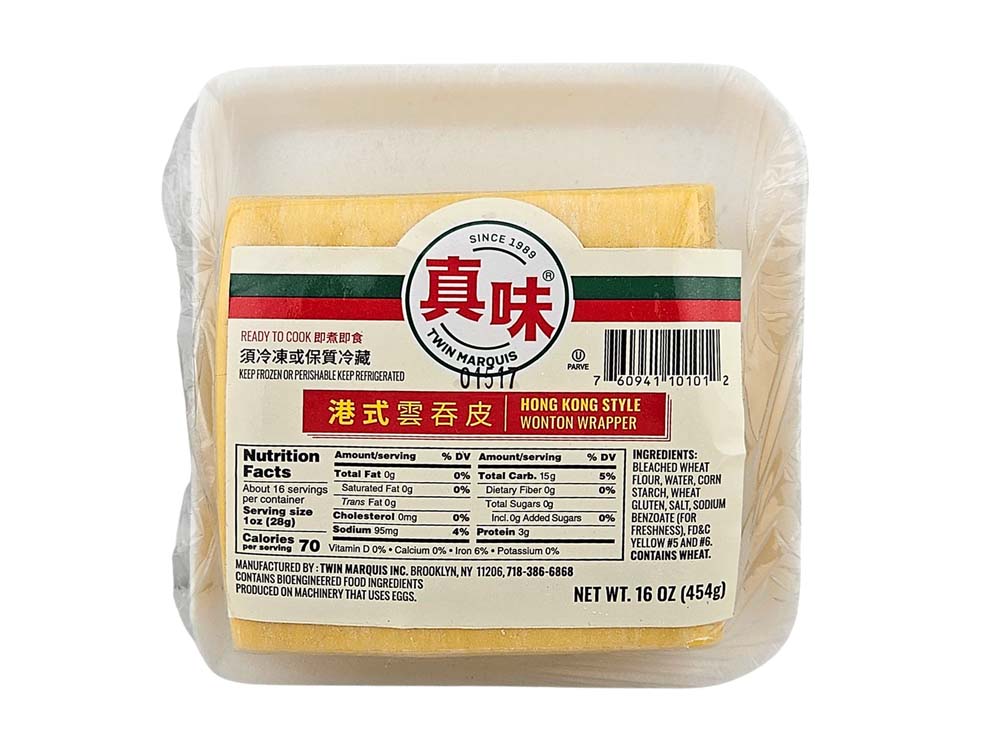 TWIN MARQUIS WONTON WRAPPER *YELLOW*真味 港式雲吞皮（16 OZ）