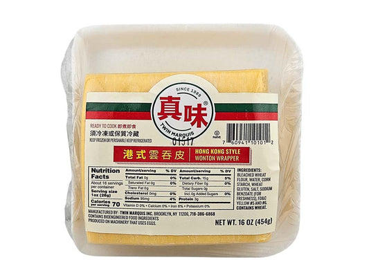 TWIN MARQUIS WONTON WRAPPER *YELLOW*真味 港式雲吞皮（16 OZ）