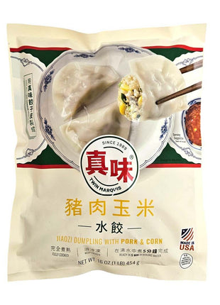 TWIN MARQUIS  JIAOZI DUMPLING WITH PORK&CORN  真味 豬肉玉米水餃（16 OZ）