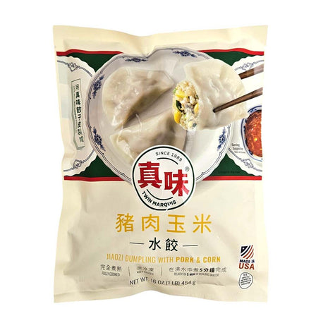 TWIN MARQUIS  JIAOZI DUMPLING WITH PORK&CORN  真味 豬肉玉米水餃（16 OZ）