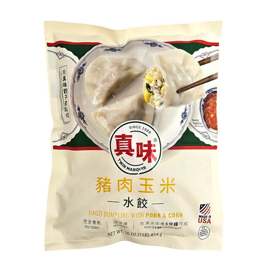 TWIN MARQUIS  JIAOZI DUMPLING WITH PORK&CORN  真味 豬肉玉米水餃（16 OZ）