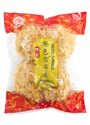 DRIED WHITE FUNGUS (WOODEAR) 金獅 原色雪耳球(7 OZ)
