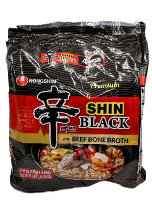 NONG SHIM SHIN RAMYUN BLACK 農心 辛字黑拉麵(4'Sx4.58 OZ)