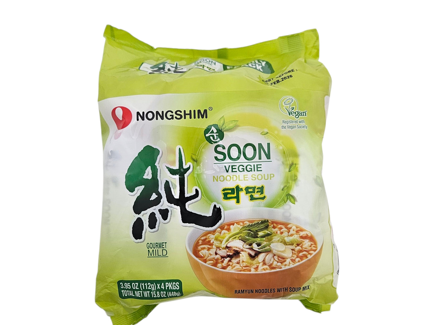 NONG SHIM VEGGIE NOODLE-MULTI PACK 農心 純素蔬菜湯麵(4'S x3.96 OZ)