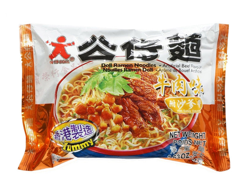 DOLL INSTANT ARTIFICIAL BEEF FLAVOR NOODLE 公仔 牛肉麵*附沙爹醬*（103 G）