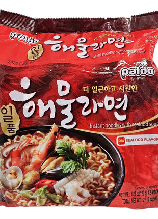PALDO INSTANT NOODLE WITH SEAFOOD SOUP 章魚海鮮拉麵（5x120 G）
