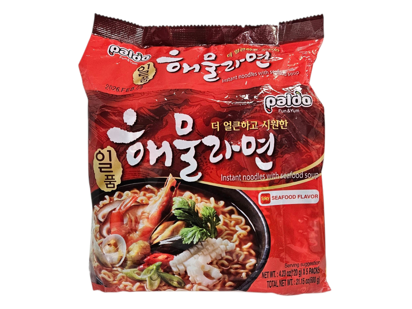 PALDO INSTANT NOODLE WITH SEAFOOD SOUP 章魚海鮮拉麵（5x120 G）