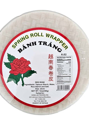 RED ROSE SPRING ROLL WRAPPER 紅玫瑰 圓米紙22CM (12 OZ)