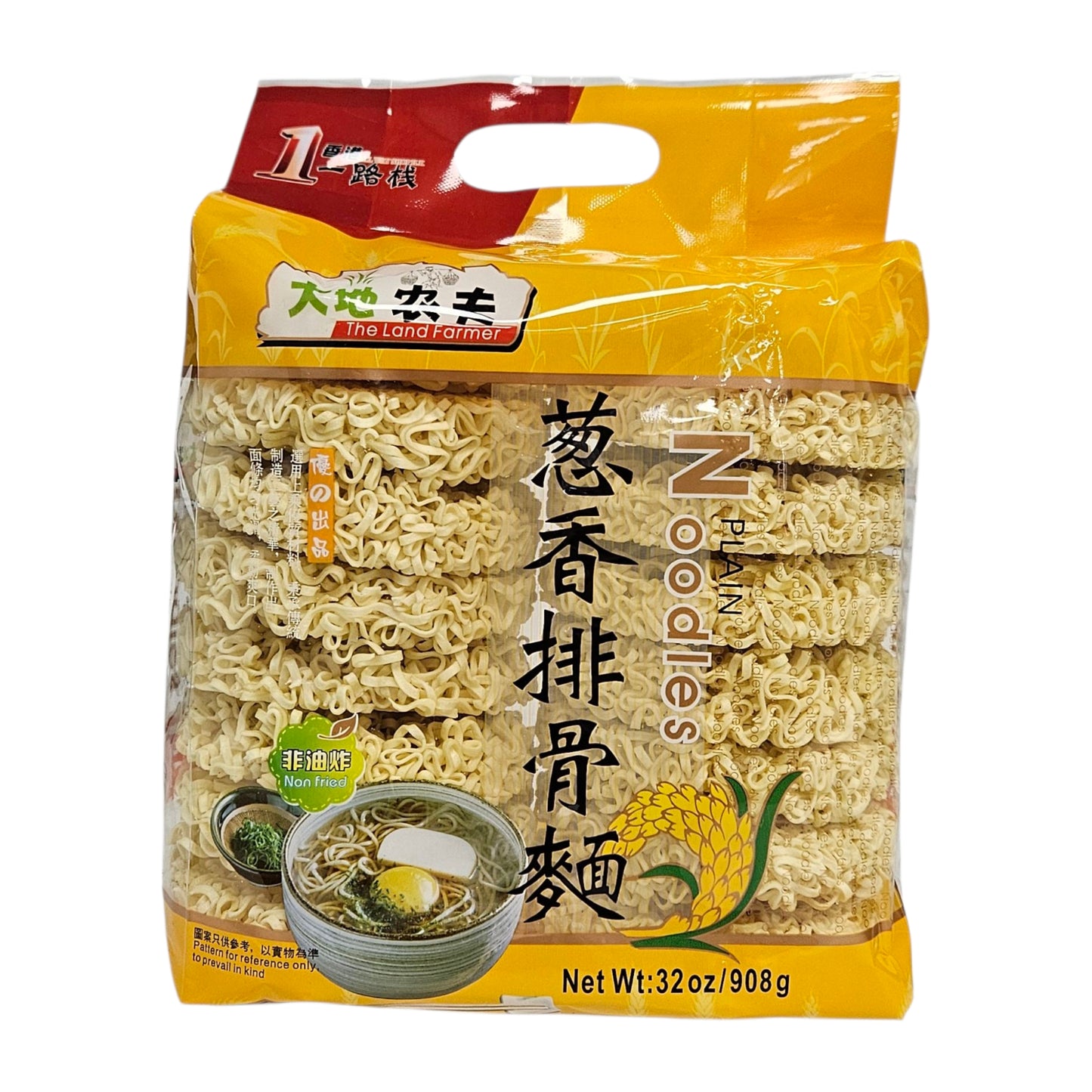 THE LAND FARMER PLAIN NOODLES (ROASTED PORK RIB FLAVOR) 大地農夫 蔥香排骨麵（32 OZ)