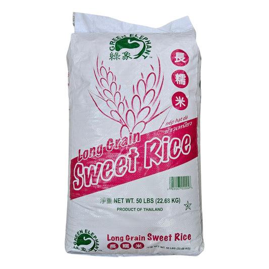 GREEN ELEPHANT LONG GRAIN SWEET RICE 綠象 長糯米*越南*（50 LB）