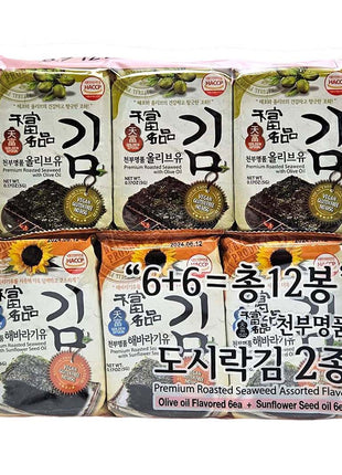 GOLDEN SPOON PREMIUM ROASTED SEAWEED W/ OLIVE OIL AND SUNFLOWER SEED OIL 天富 即食紫菜*橄欖和葵花子*（12x5 G）