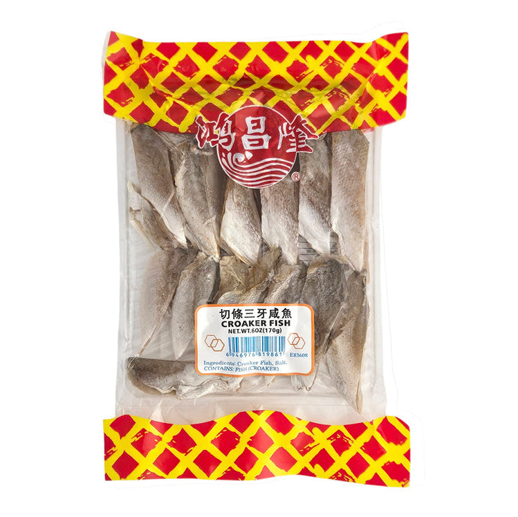 H.C.L DRIED CROAKE FISH 鴻昌隆 切條三牙鹹魚(6 OZ)