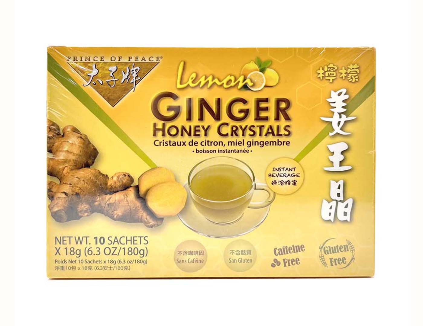 PRINCE OF PEACE GINGER HONEY CRYSTAL W/LEMON 太子 速溶檸檬蜂蜜薑王晶(10'Sx18G)