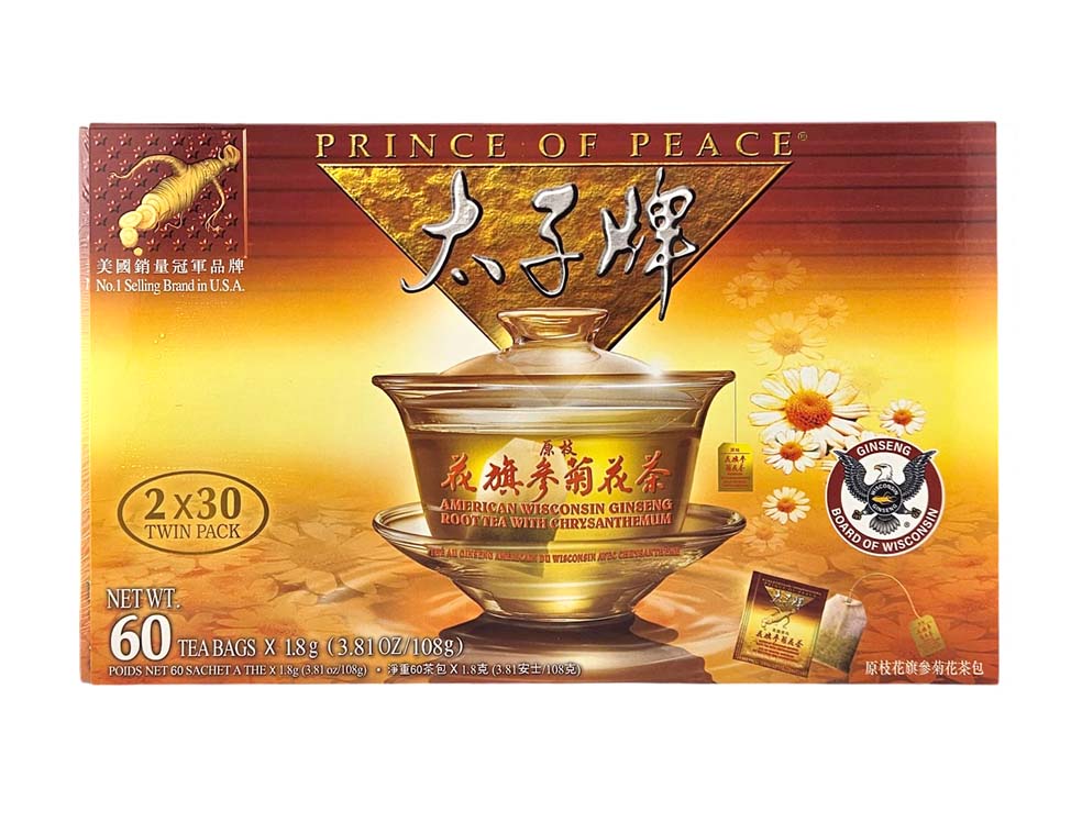 PRINCE OF PEACE AMERICAN GINSENG TEA WITH CHRYSANTHEMUIM 太子 原枝花旗參菊花茶包(2x30'S)
