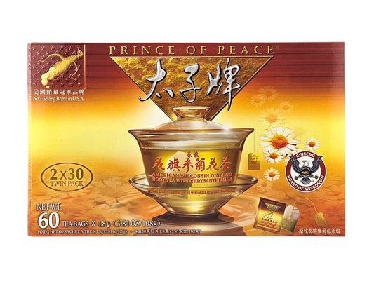 PRINCE OF PEACE AMERICAN GINSENG TEA WITH CHRYSANTHEMUIM 太子 原枝花旗參菊花茶包(2x30'S)