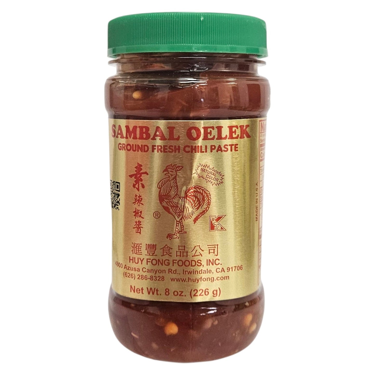 HUY FONG  SAMBAL OELEK GROUND FRESH CHILI PASTE 匯豐 素辣椒醬(8 OZ)