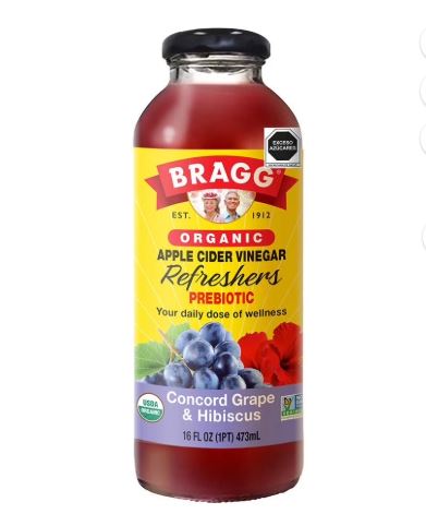 BRAGG ORGANIC APPLE CIDER-CONCORD GRAPE&HIBISCUS 有機蘋果醋*葡萄味*(16 OZ)