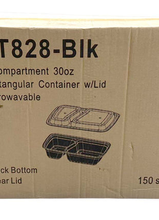 2 COPMP BLK RECT 黑長膠盒*兩格*(30 OZ)
