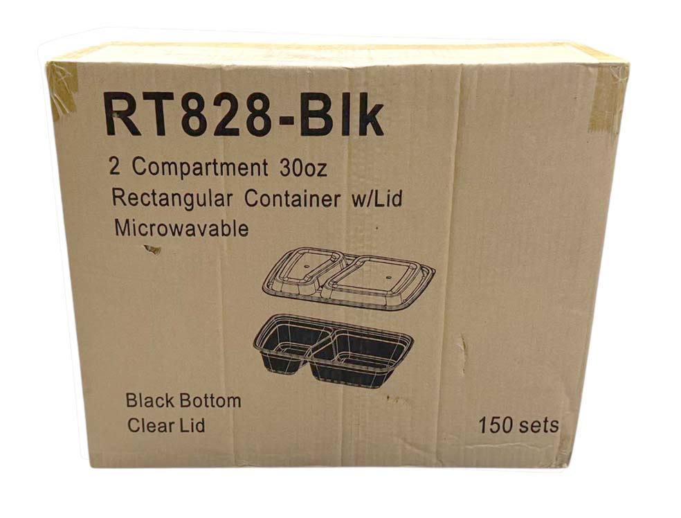 2 COPMP BLK RECT 黑長膠盒*兩格*(30 OZ)