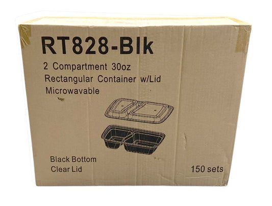 2 COPMP BLK RECT 黑長膠盒*兩格*(30 OZ)