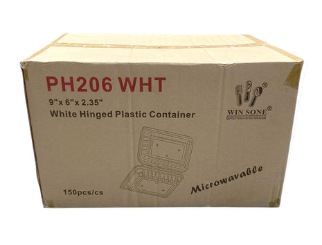 TERRM  HINGED COMPT WHITE 外賣飯盒(9X6X2.35)