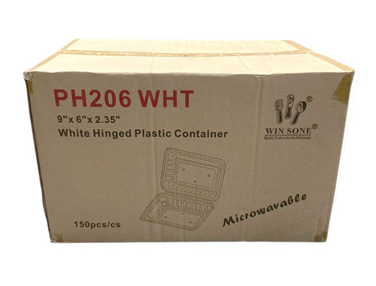 TERRM  HINGED COMPT WHITE 外賣飯盒(9X6X2.35)